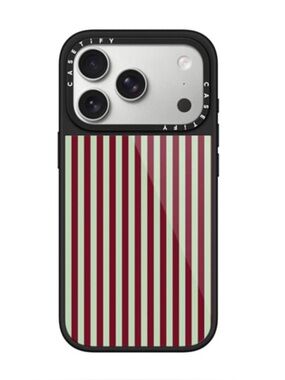 Casetify Vertical Stripe Hard Case in Burgundy & Mint Green NWT